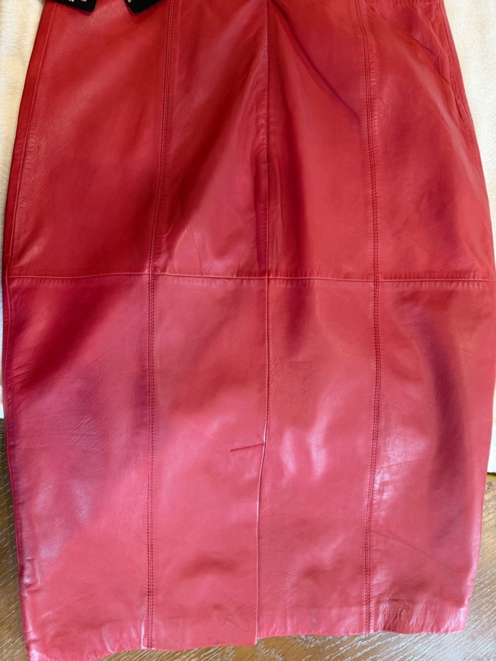 Red Leather Halter Midi Dress - Picture 4 of 8